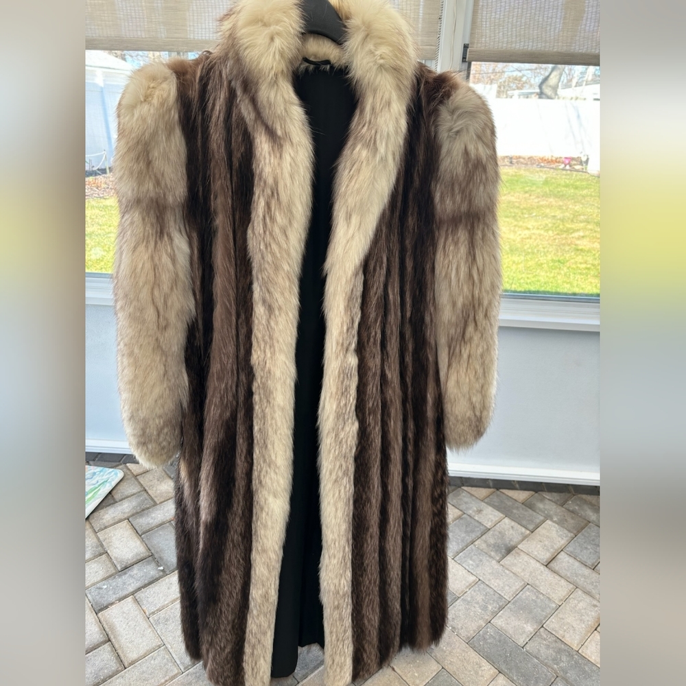Fur coat Raccoon with Fox sleeves